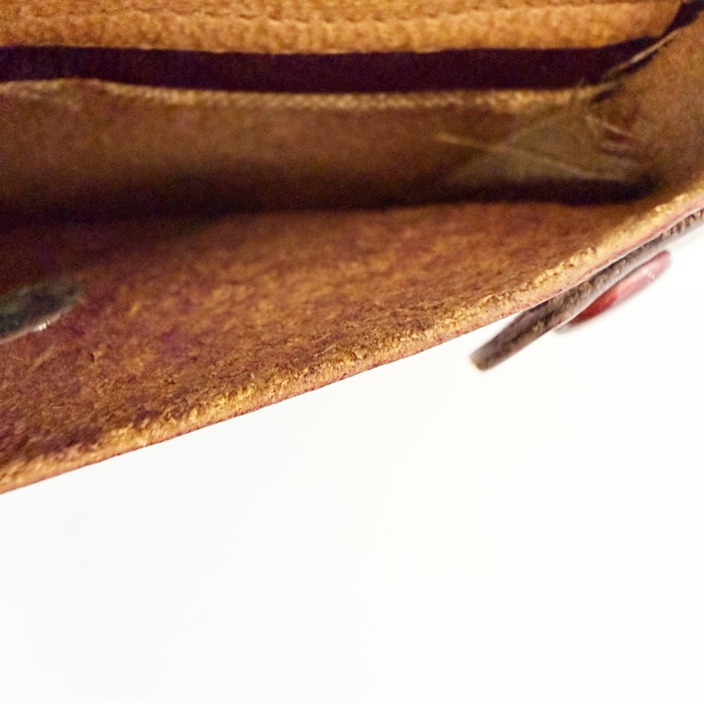 Vintage Florentine Cordovan Snap Closure Wallet with Gold Fleurs de Lis Accents - Picture 13 of 14